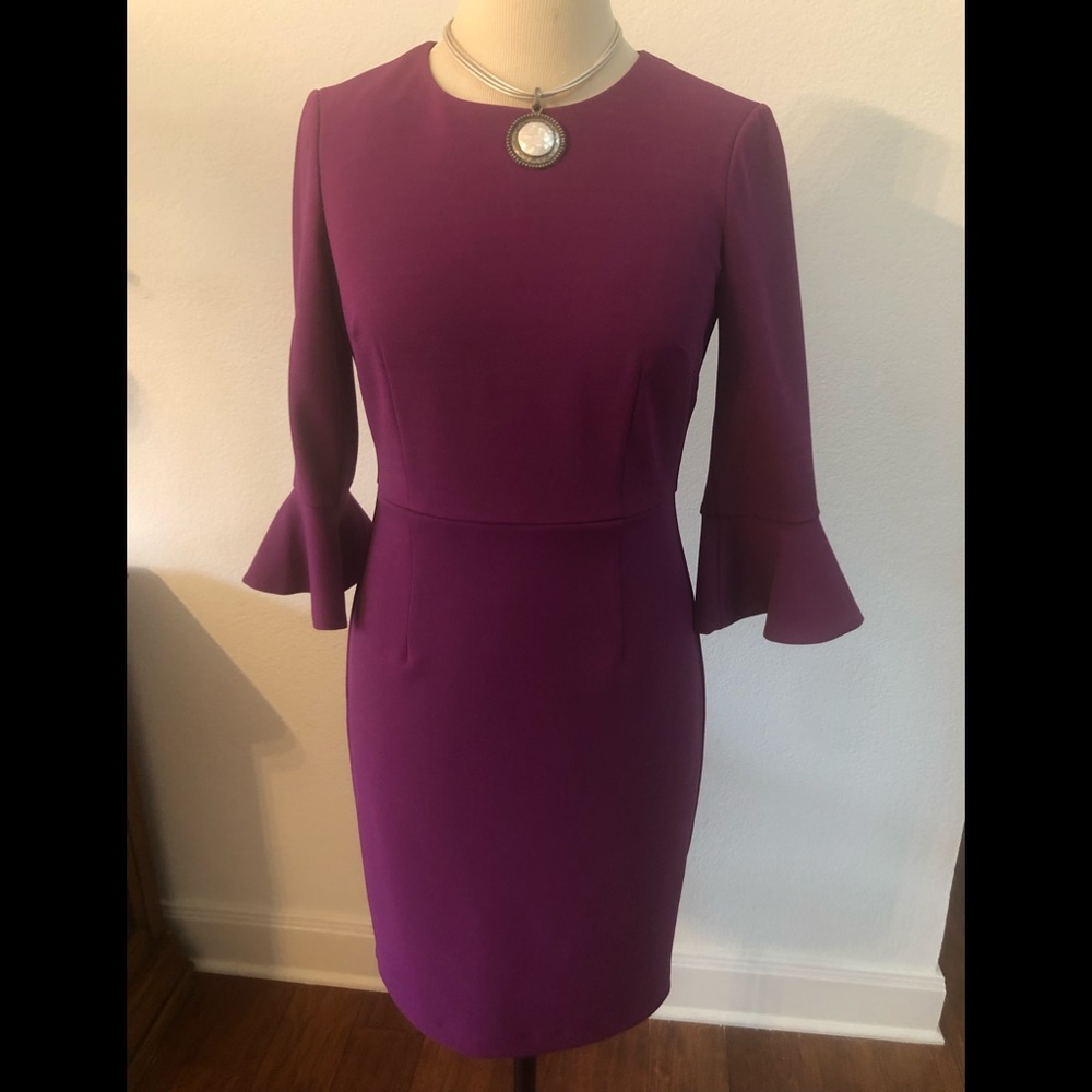 Donna Morgan purple dress size 2 flared sleeves